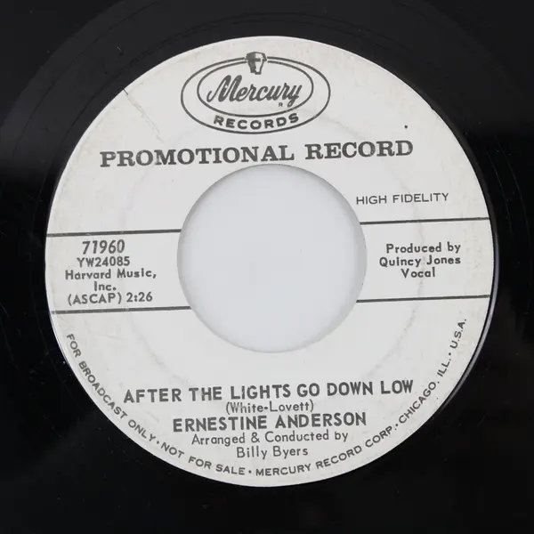 Ernestine Anderson Hurry Hurry/After The Lights Go Down Low 7" Vinyl Record