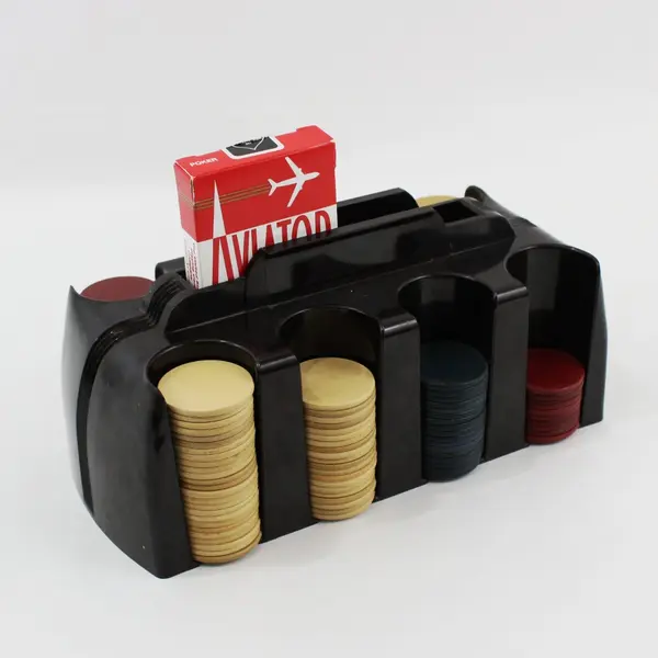 Plastic Poker Chip Caddy with Hard Plastic Or Bakelite Poker Chips 