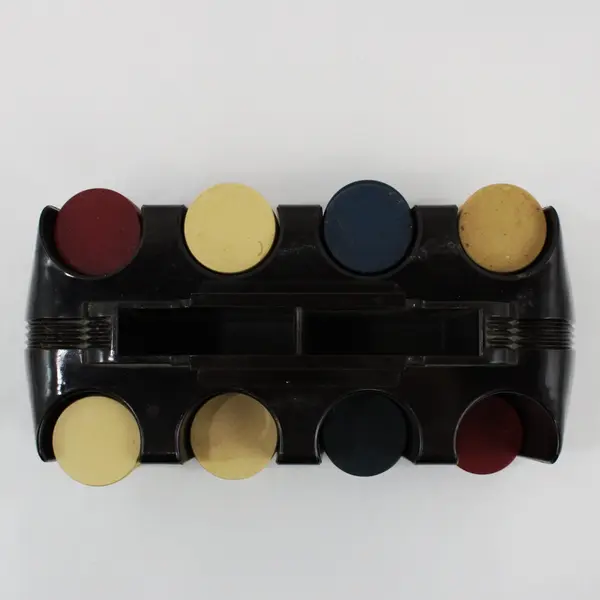Plastic Poker Chip Caddy with Hard Plastic Or Bakelite Poker Chips 