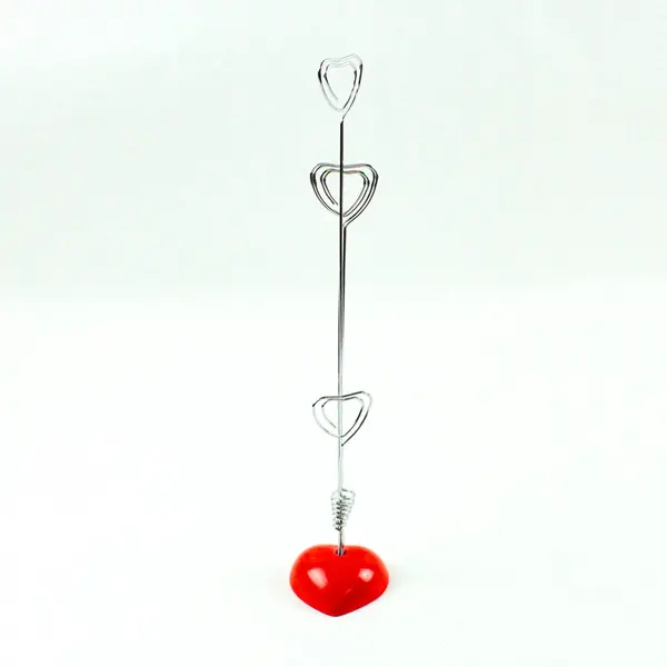 Gimars 2pc Silver Wire Photo Memo Holders Red Heart & Apple Bases
