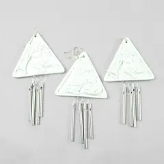 Lot of 3 White Angel Cherub Triangular Wind Chimes Outdoor Decor