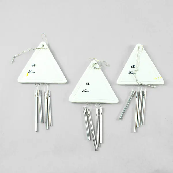 Lot of 3 White Angel Cherub Triangular Wind Chimes Outdoor Decor