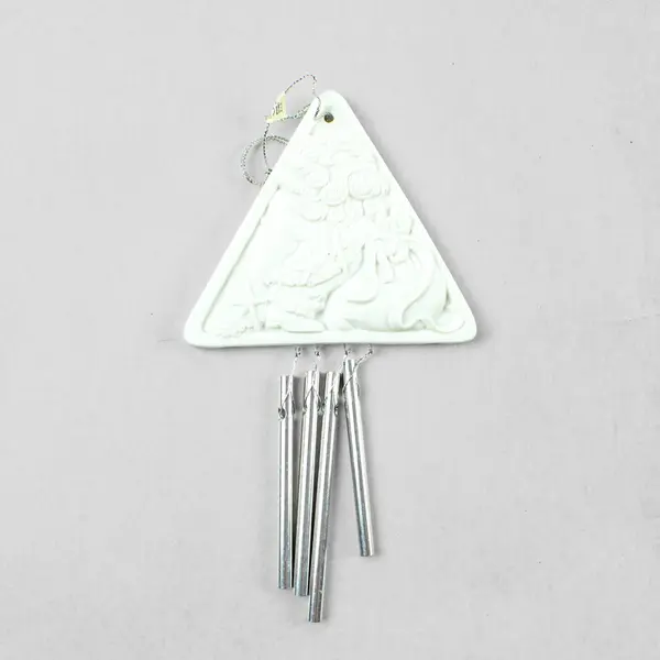Lot of 3 White Angel Cherub Triangular Wind Chimes Outdoor Decor