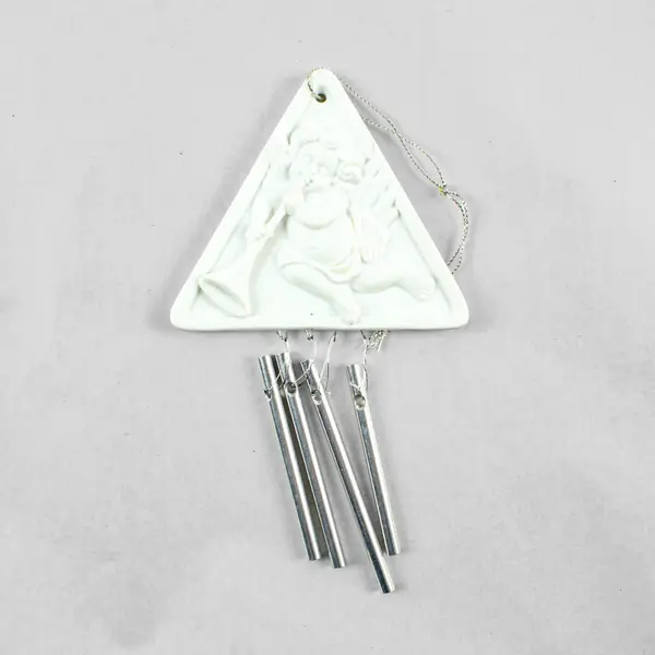 Lot of 3 White Angel Cherub Triangular Wind Chimes Outdoor Decor