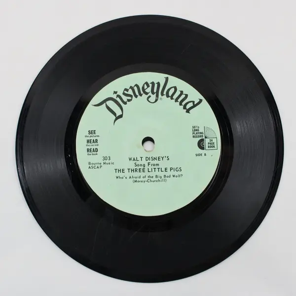 Disneyland Three Little Pigs 7in Vinyl Record 33 RPM #303