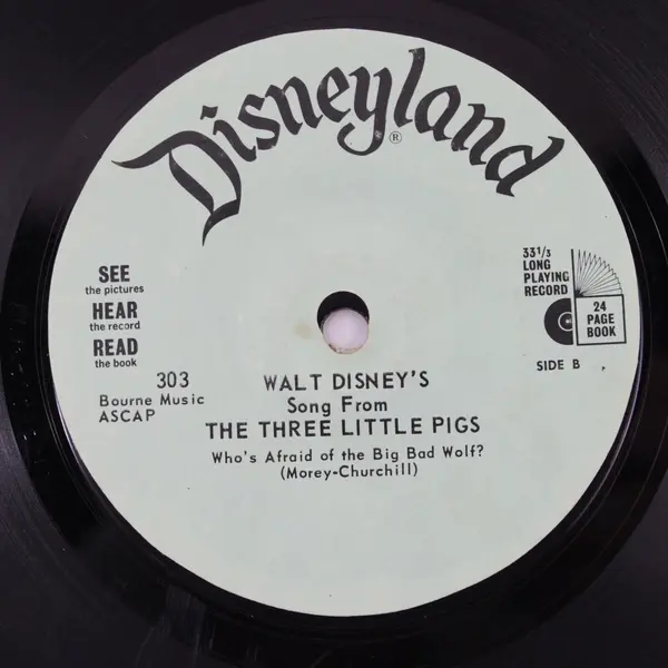 Disneyland Three Little Pigs 7in Vinyl Record 33 RPM #303