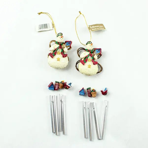 Lot of 2 Roman Snowman Christmas Wind Chime Ornaments Hanging Decor