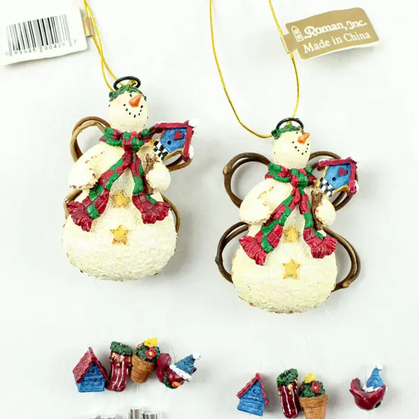 Lot of 2 Roman Snowman Christmas Wind Chime Ornaments Hanging Decor