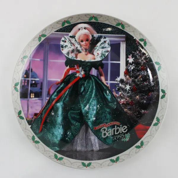1995 Enesco Limited Edition Happy Holidays Barbie Collector Plate 8.5 in