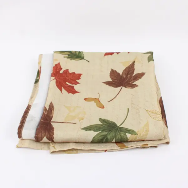 Tan Fall Leaf Print Tablecloth 84 x 59.5 Inch Dining Linen