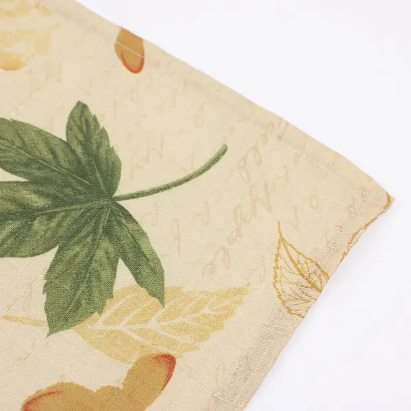 Tan Fall Leaf Print Tablecloth 84 x 59.5 Inch Dining Linen