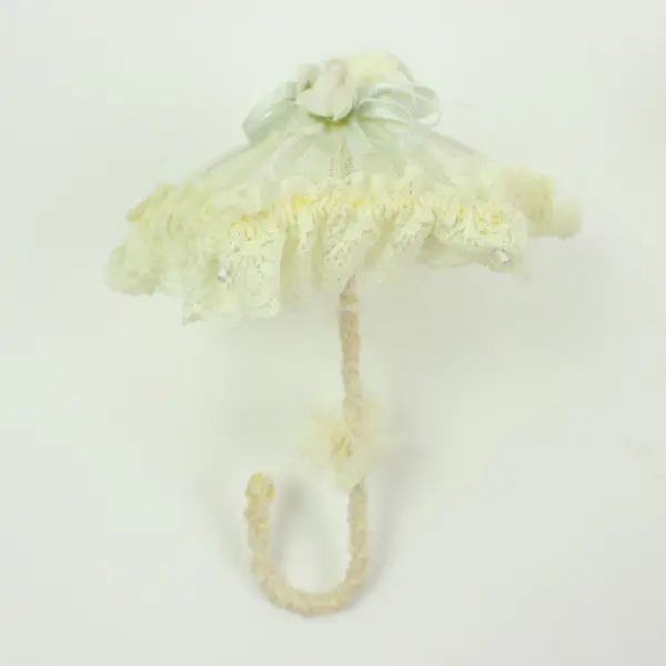 Lolita Lace Miniature Parasols Dollhouse Umbrellas Set of 3 Ruffle Bow Handles