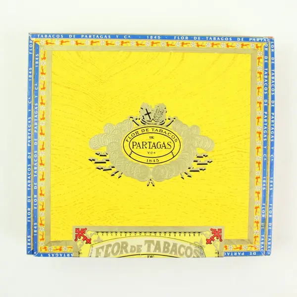 Flor de Tabacos Partagas No. 6 Empty Wooden Cigar Box Hinged Lid