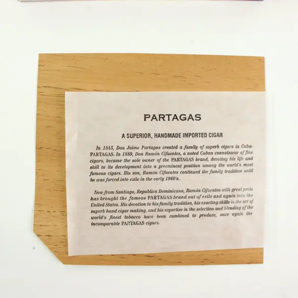 Flor de Tabacos Partagas No. 6 Empty Wooden Cigar Box Hinged Lid