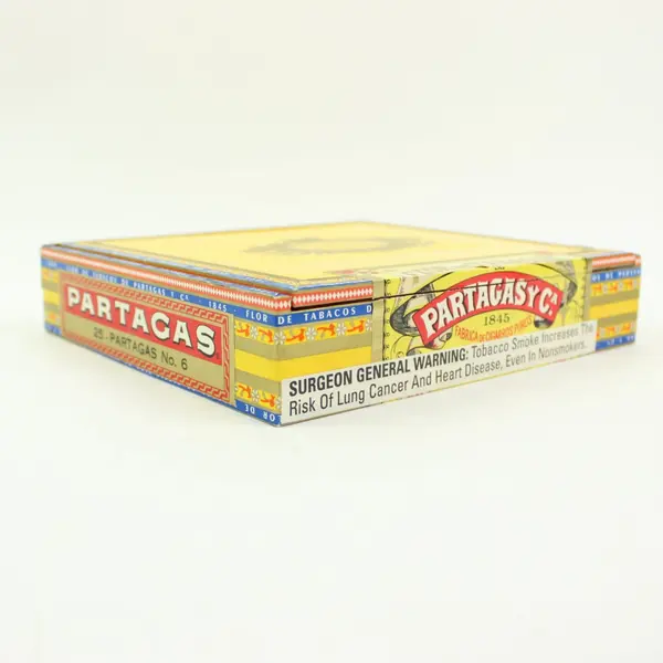 Flor de Tabacos Partagas No. 6 Empty Wooden Cigar Box Hinged Lid