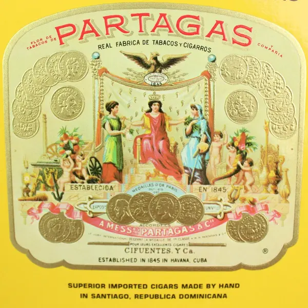 Flor de Tabacos Partagas No. 6 Empty Wooden Cigar Box Hinged Lid