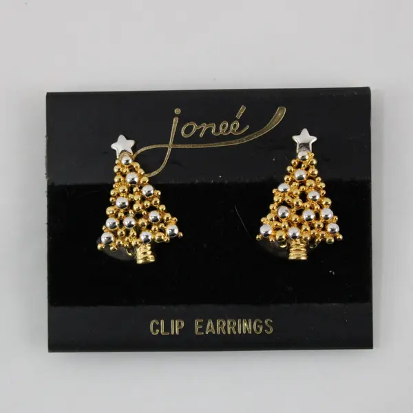 Jonee Gold-Tone Beaded Triangular Clip-On Earrings