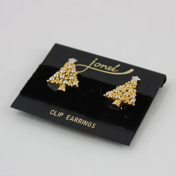 Jonee Gold-Tone Beaded Triangular Clip-On Earrings