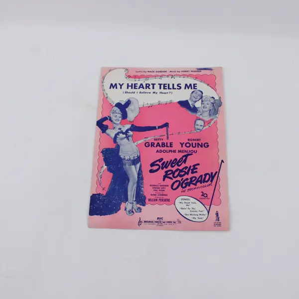 1943 My Heart Tells Me Sheet Music Betty Grable Sweet Rosie O'Grady