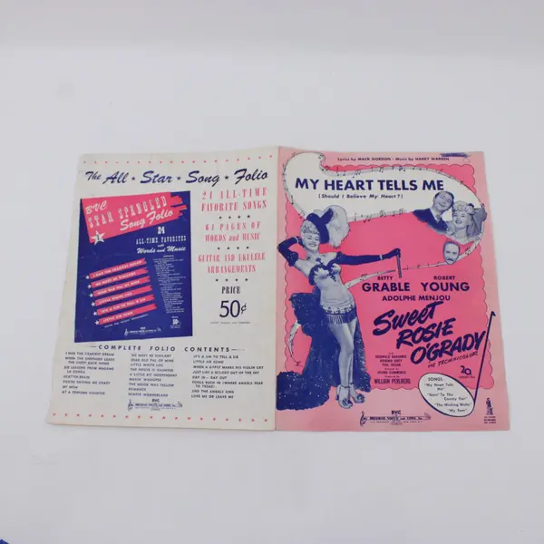1943 My Heart Tells Me Sheet Music Betty Grable Sweet Rosie O'Grady