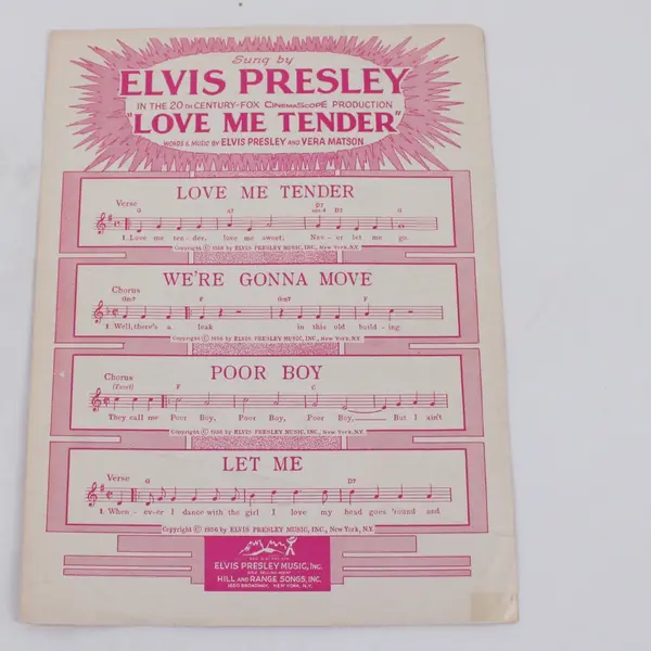 Elvis Presley Love Me Tender Sheet Music Vera Matson Cover