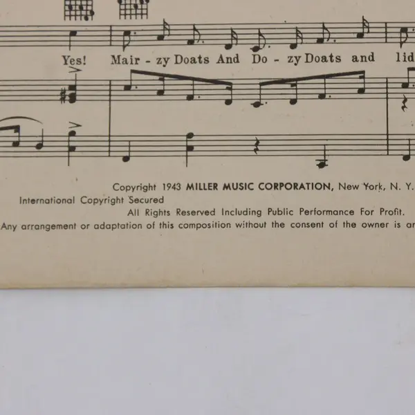 Mairzy Doats Sheet Music Miller Music Milton Drake Al Hoffman Jerry Livingston