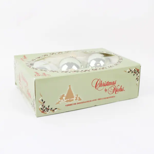 Christmas by Krebs Pale Green Glass Bauble Ornaments Set of 6