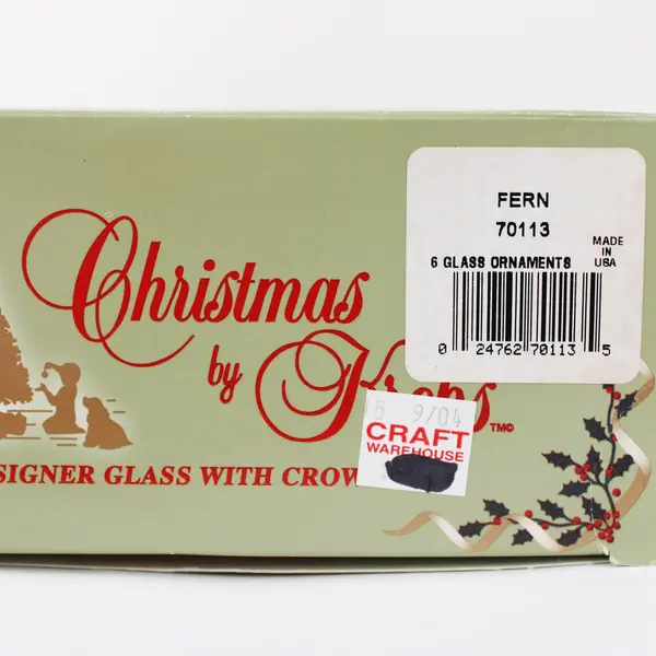 Christmas by Krebs Pale Green Glass Bauble Ornaments Set of 6