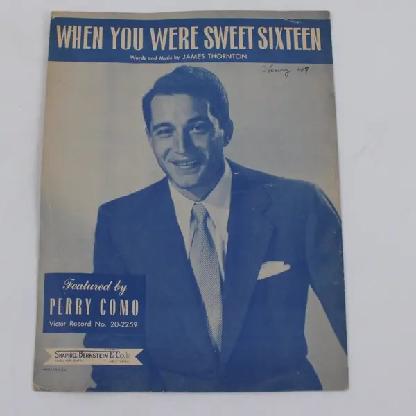 When You Were Sweet Sixteen Perry Como Sheet Music Victor 20-2259