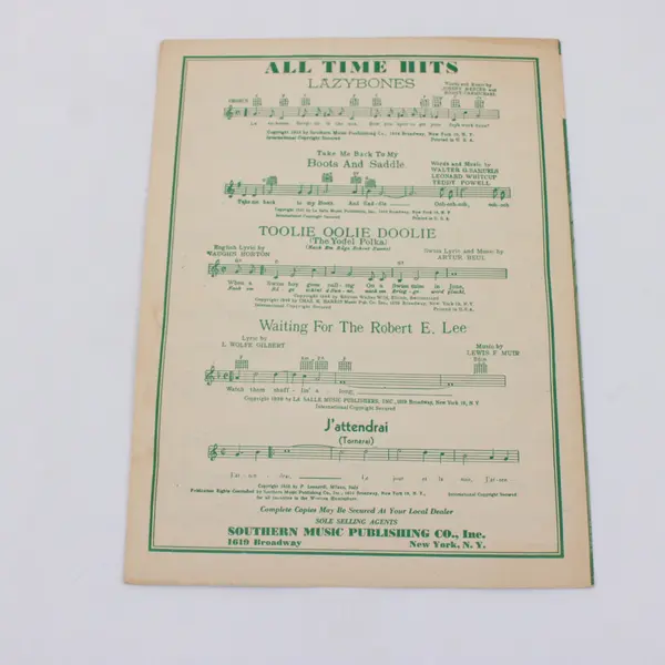 Down Yonder Wolfe Gilbert Sheet Music Piano Vocal Songbook