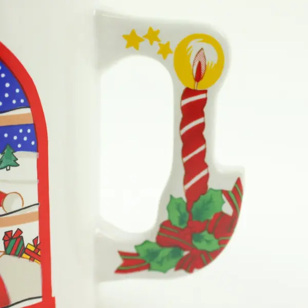 Christmas Santa Window with Candle Handle Coffee Mug