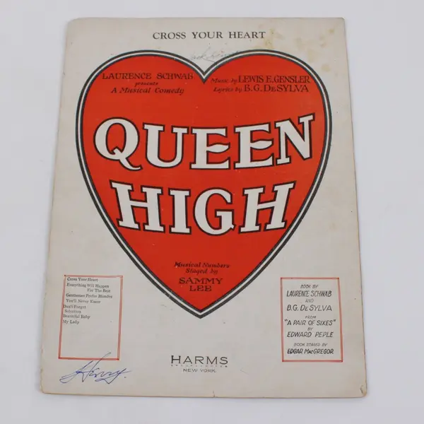 Cross Your Heart Queen High Sheet Music Piano Vocal Harms NY