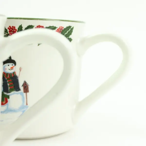 GEI Design Snowman Family Christmas Mugs Pair Holly Ceramic