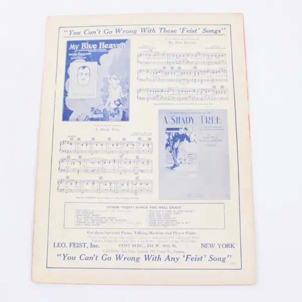 Kiss and Make Up 1927 Sheet Music Bobby Lee Ned Miller Leo Feist