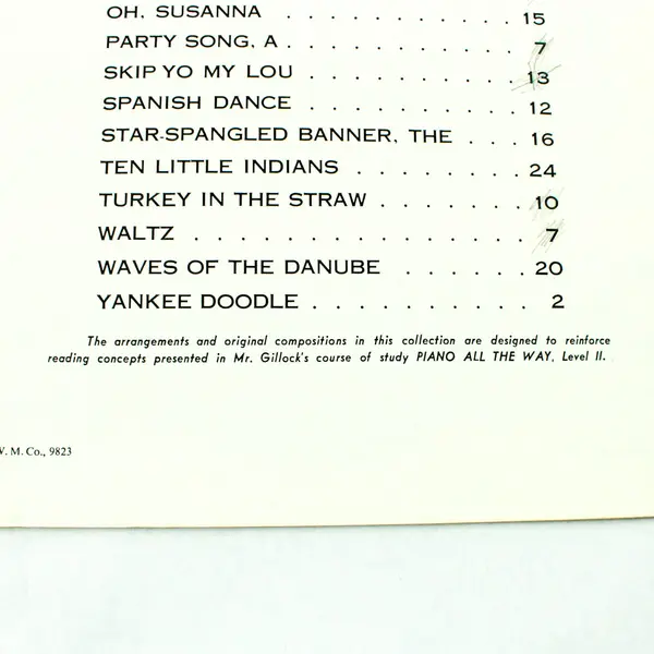 Folk Songs Level Two Piano Sheet Music William Gillock Willis 9823