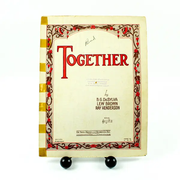 1928 Together Vintage Sheet Music B.G. DeSylva Lew Brown Ray Henderson
