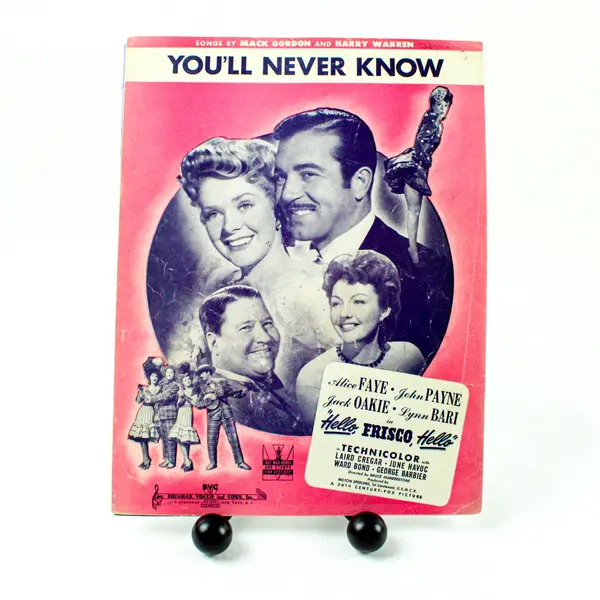 You'll Never Know Sheet Music Booklet Alice Faye John Payne Jack Oakie