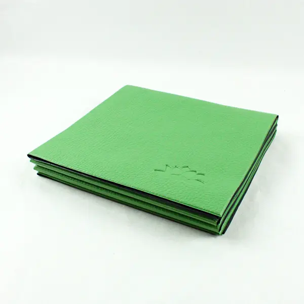 Faux Leather Green Folding Mahjong Card Folio with Lotus Blossom