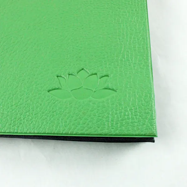 Faux Leather Green Folding Mahjong Card Folio with Lotus Blossom
