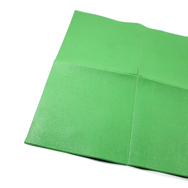 Faux Leather Green Folding Mahjong Card Folio with Lotus Blossom
