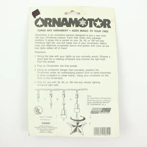 Enesco Ornamotor Moving Ornament Motor 9190007 1989