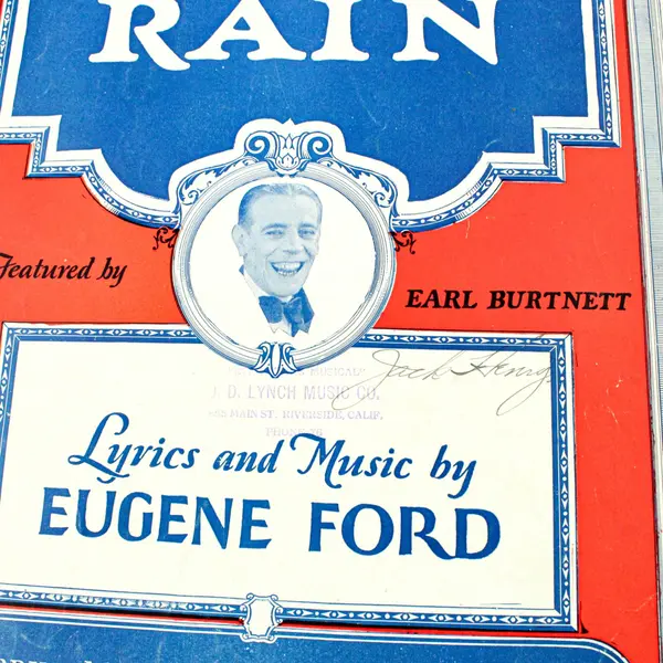 Vintage 1927 Rain Sheet Music Eugene Ford Earl Burtnett Robbins Music