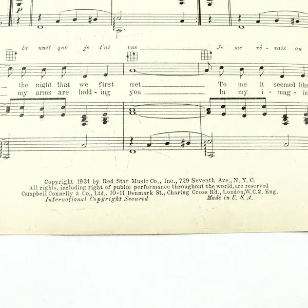 In a Cafe on the Road to Calais Sheet Music Saul Klein Jack Le Soir Ray Doll