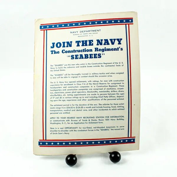 The Song of the Seabees Vintage Sheet Music US Navy Seabees