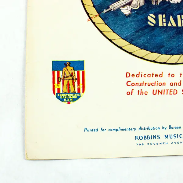 The Song of the Seabees Vintage Sheet Music US Navy Seabees