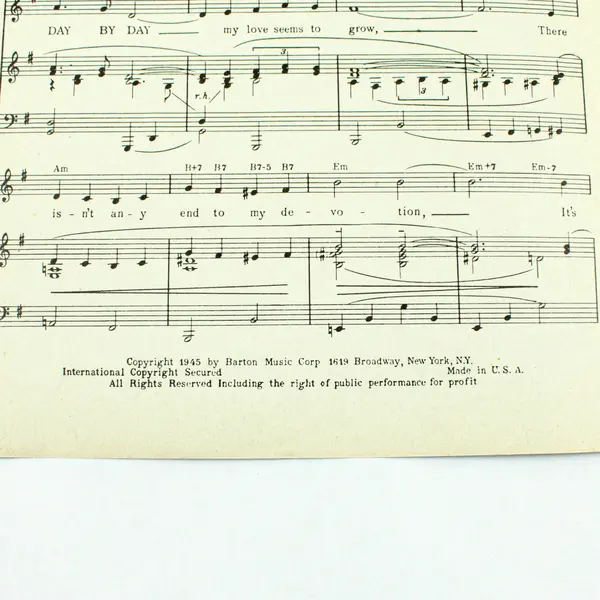 1945 Day By Day Frank Sinatra Sheet Music Barton Music