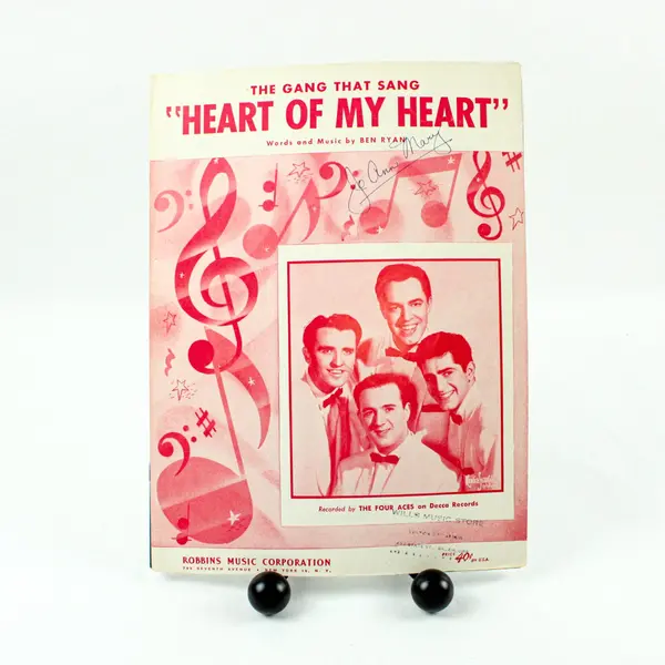 1946 The Gang That Sang Heart of My Heart Sheet Music Four Aces Ben Ryan
