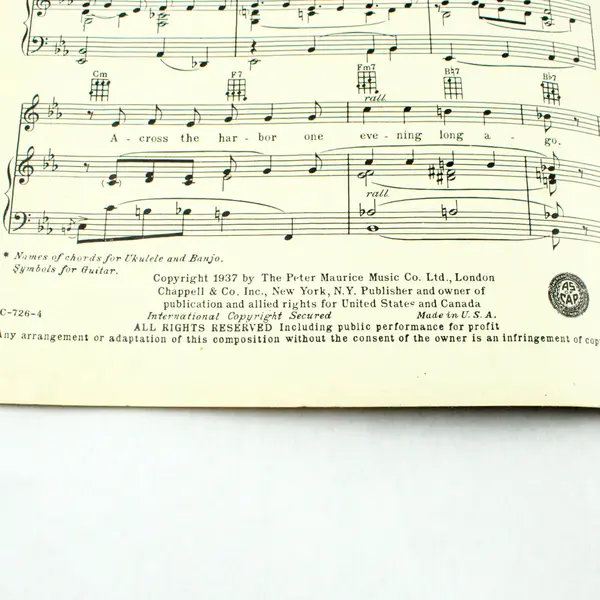 Harbor Lights Sheet Music Jimmy Kennedy Hugh Williams Songbook