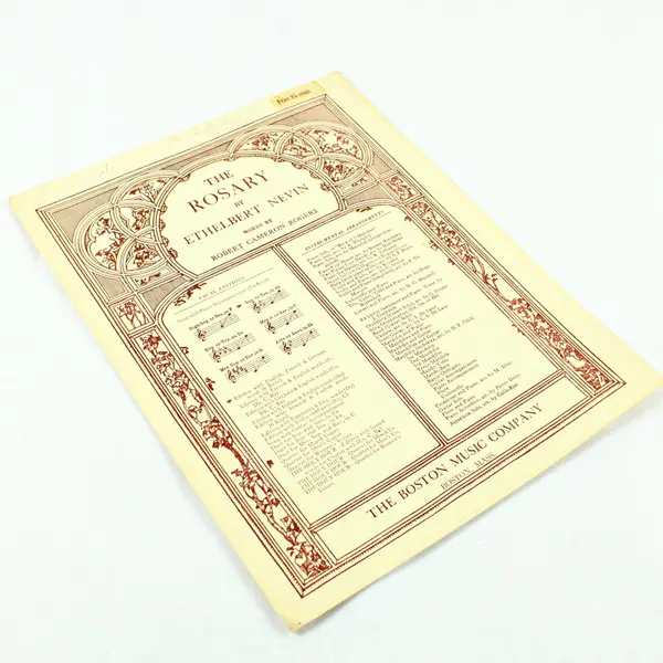 The Rosary Ethelbert Nevin Vocal Sheet Music Boston Music Company