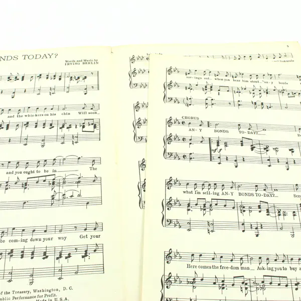 Any Bonds Today? WWII Defense Savings Sheet Music National Defense Program